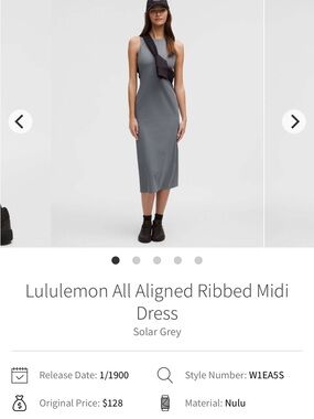 NWT Lululemon athletica Ribbed Midi Dress - Solar Grey size 10